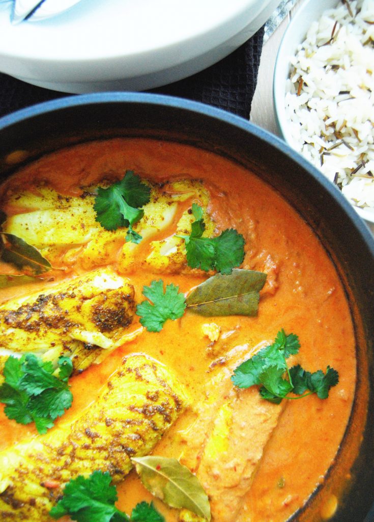 Indisk fiskekarri med kveite