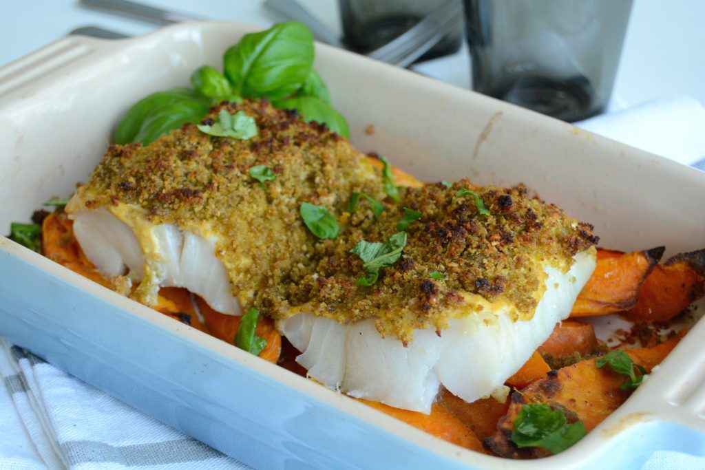 Skrei med brødtopping