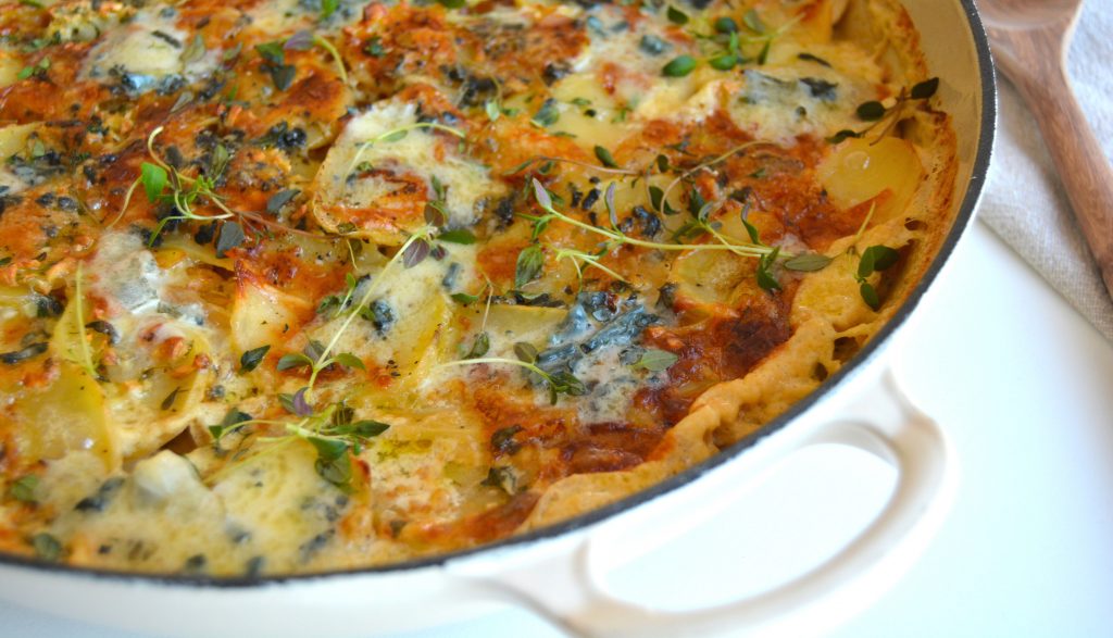 Gratinerte poteter med Blå Castello