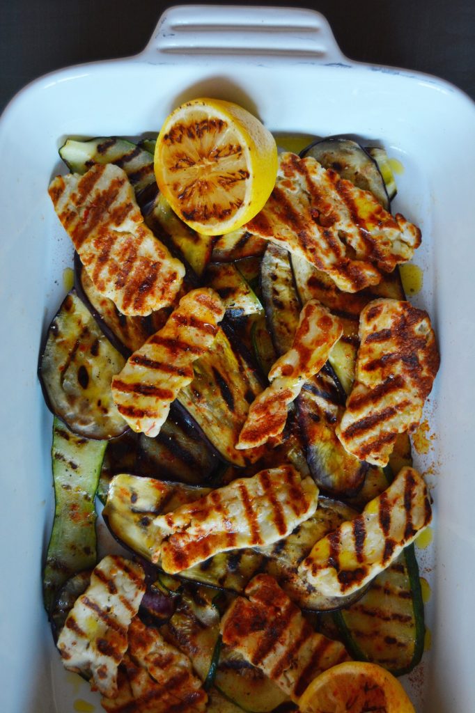 Grillede grønnsaker med haloumiost